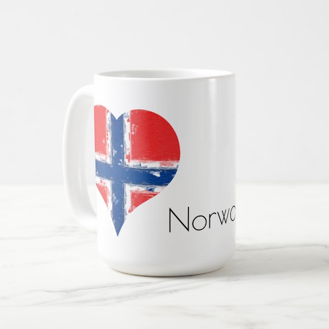 Caneca De Café I Heart Norway Flag (Frente Esquerda)
