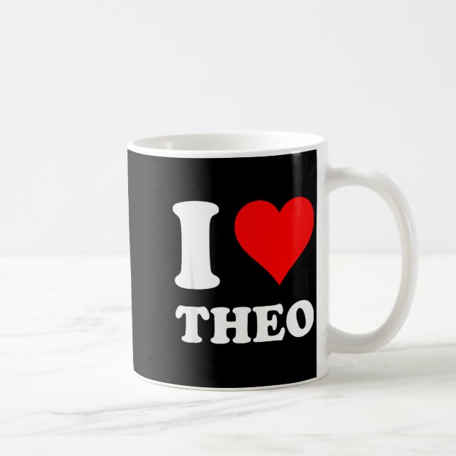 Caneca De Café I Heart Theo I Love Theo Red Heart Valentine's Day (Direita)
