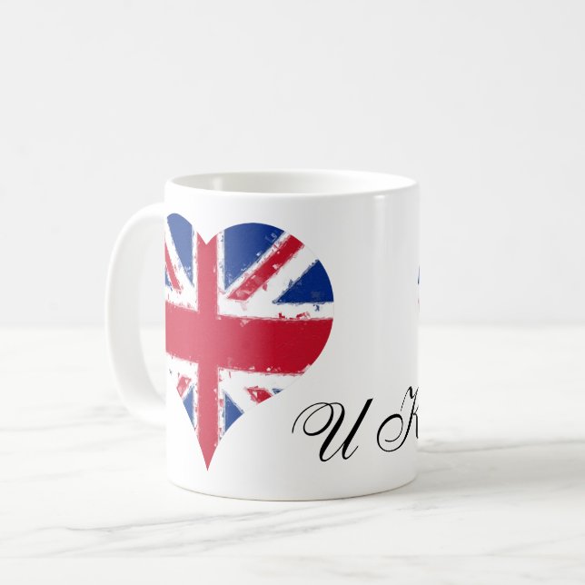 Caneca De Café I Heart UK England British Flag (Frente Esquerda)