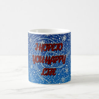 Caneca De Café I Hope To You Happy Life Blue Snowflake Coffee Mug
