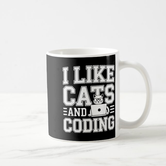 Caneca De Café I Like Cats And Coding Programmer On Tech _-  (Direita)