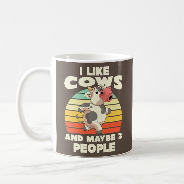 Caneca De Café I Like Cows And Maybe 3 People Funny Farm Animal (Esquerda)