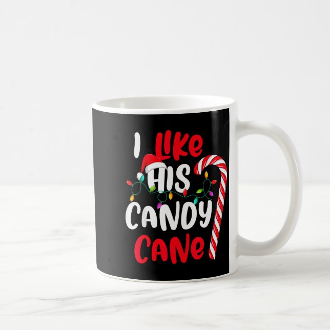 Caneca De Café I Like His Candy Cane Funny Christmas Couples Matc (Direita)