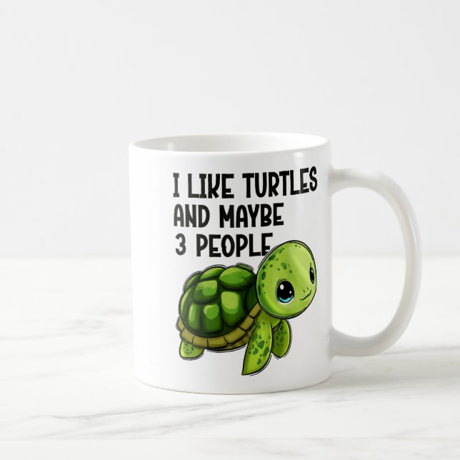 Caneca De Café I Like Turtles And Maybe Three People Funny Retro  (Direita)