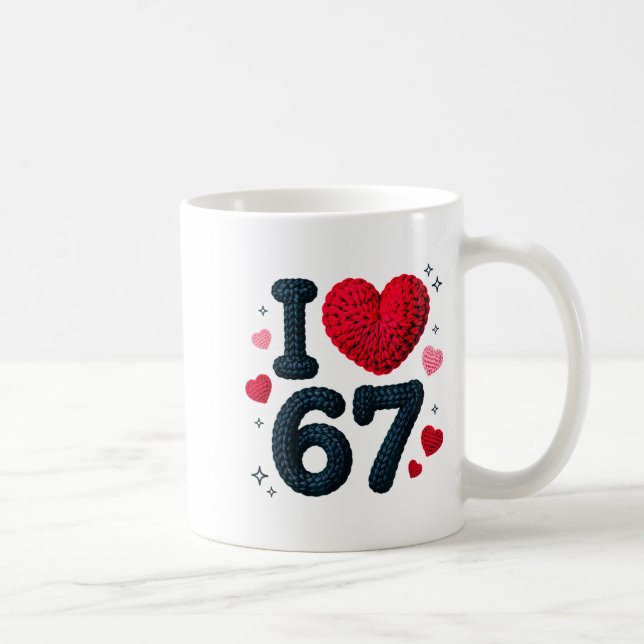 Caneca De Café I Love 67 Cute Cozy 67 Knitted Yarn Pattern 67 Mem (Direita)