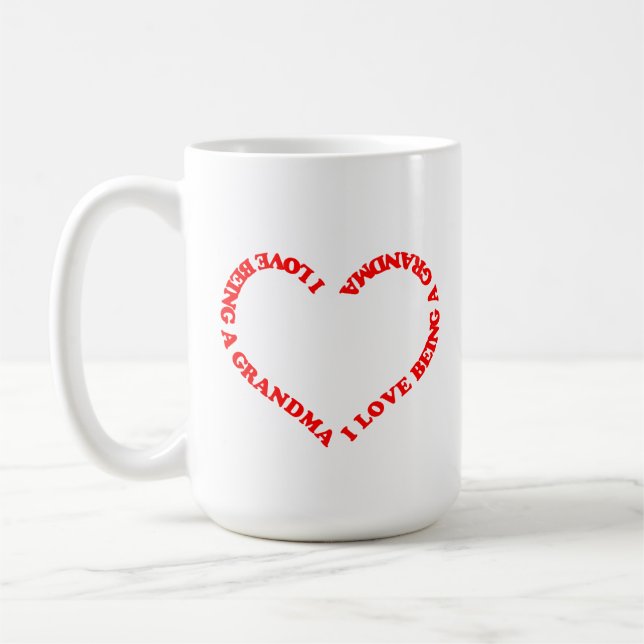 Caneca De Café I Love Being a Grandma Red Heart Design for Nana  (Esquerda)