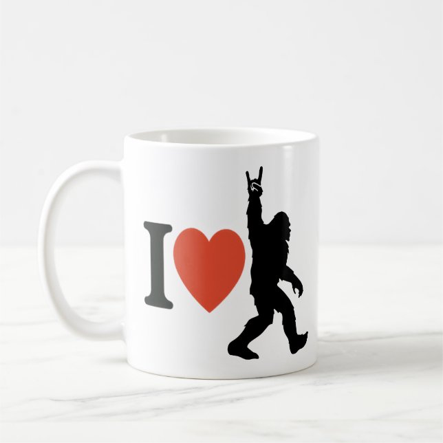 Caneca De Café I Love Bigfoot Rock On (Esquerda)