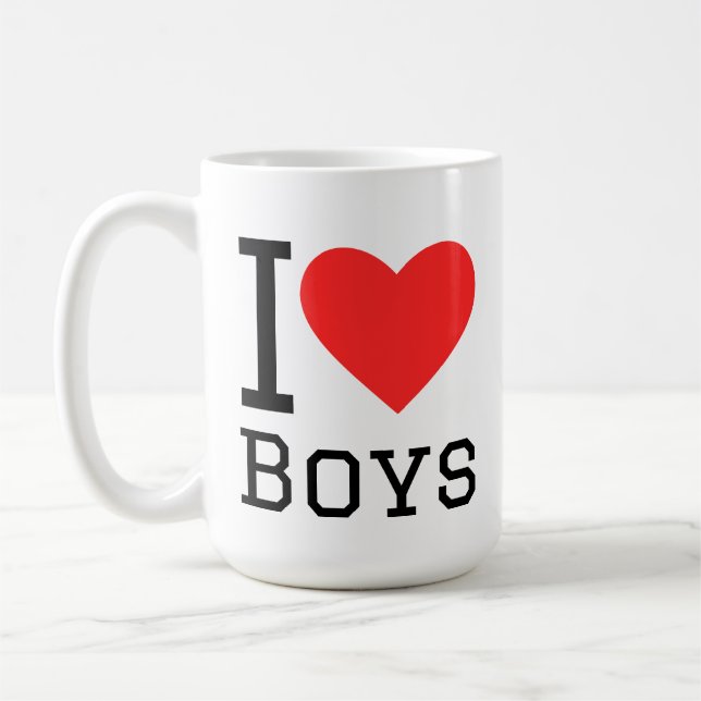 Caneca De Café I love boys square sticker (Esquerda)