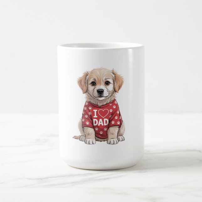 Caneca De Café I Love Dad Cute Puppy Dog with Paw Prints (Centro)
