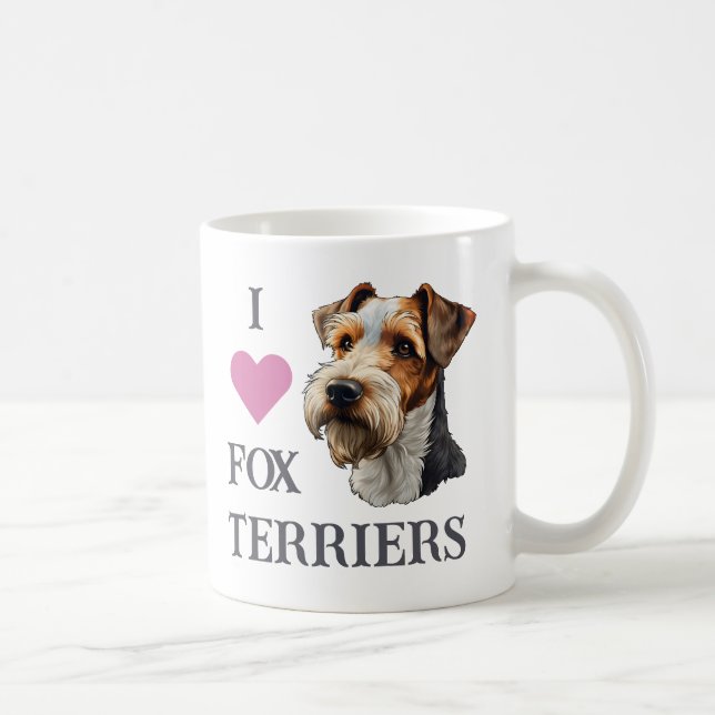 Caneca De Café I Love Fox Terriers (Wire Hair Fox Terrier) (Direita)