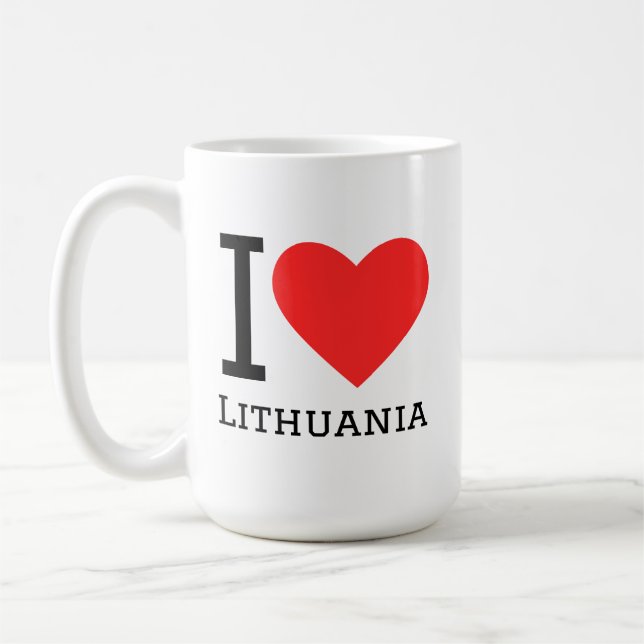 Caneca De Café I love Lithuania square sticker (Esquerda)