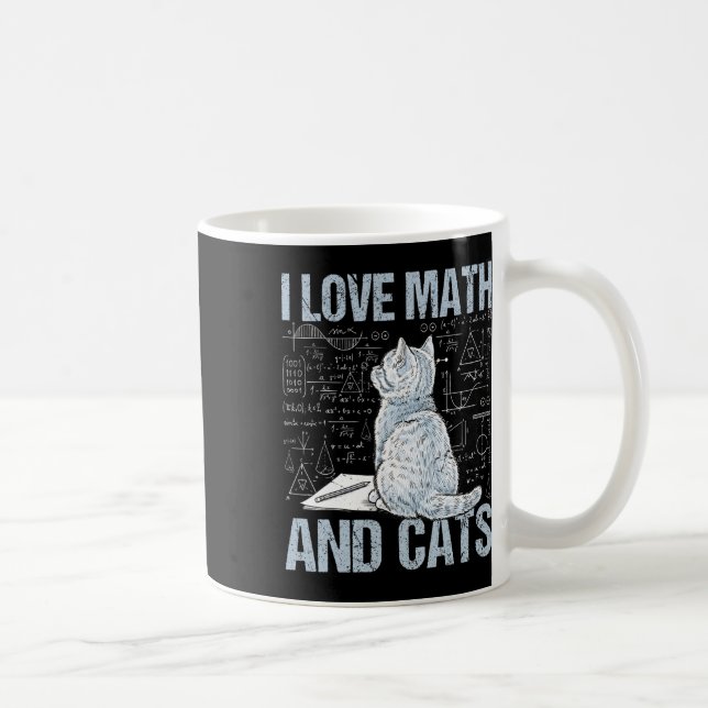 Caneca De Café I Love Math And Cats Science Teacher Student Funny (Direita)