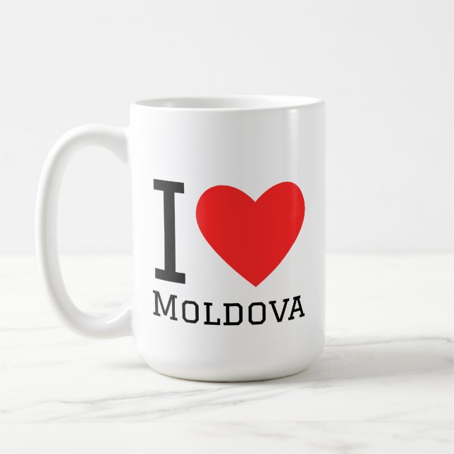 Caneca De Café I love moldova square sticker (Esquerda)