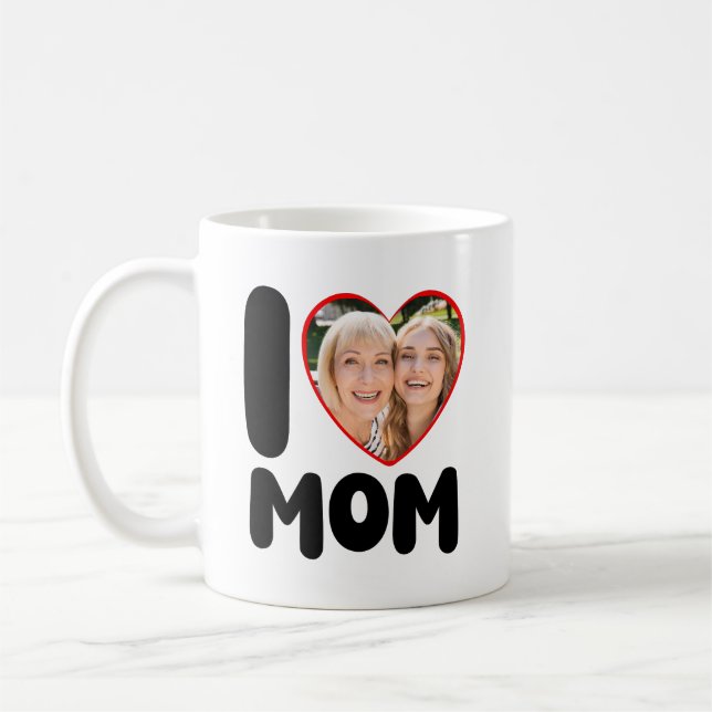 Caneca De Café I Love Mom Custom Photo Mother's Day (Esquerda)