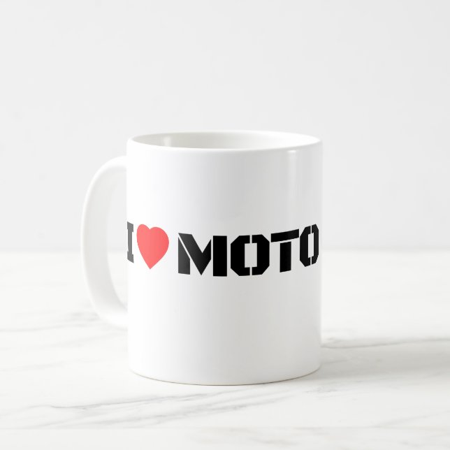 Caneca De Café I Love Moto Motorcycle Coffee Mug (Frente Esquerda)