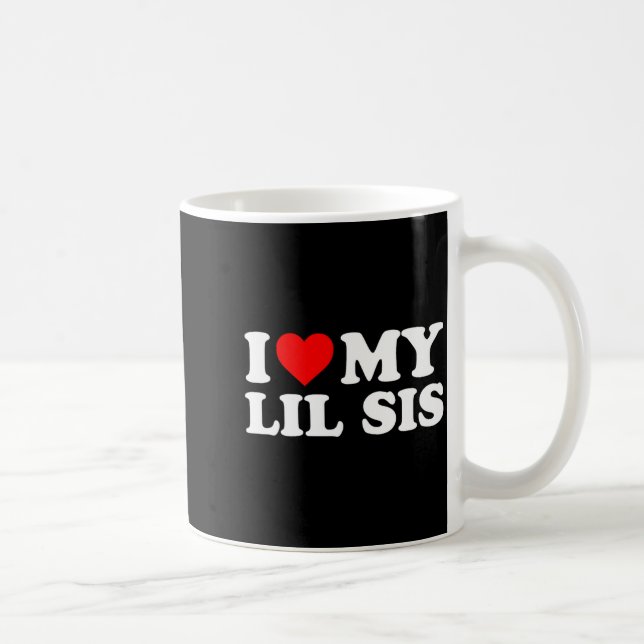 Caneca De Café I Love My Lil Sis Red Heart  (Direita)