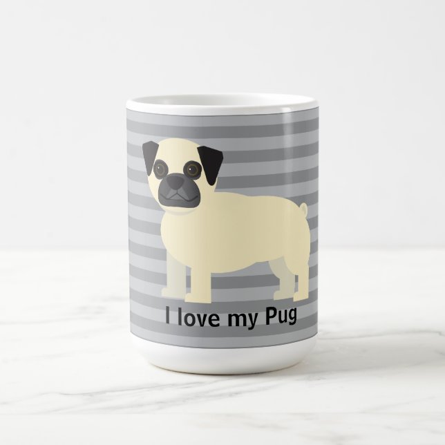 Caneca De Café I love my Pug Gray Lined (Centro)