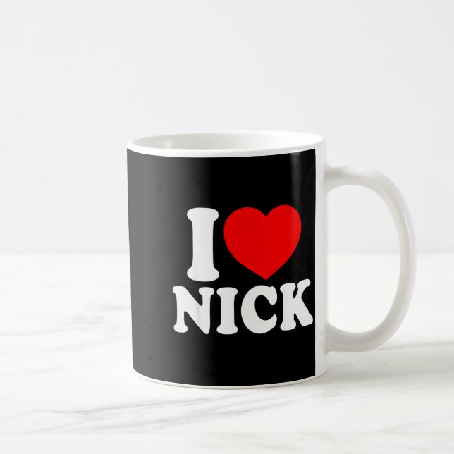 Caneca De Café I Love Nick, I Heart Nick Name, Red Heart Valentin (Direita)