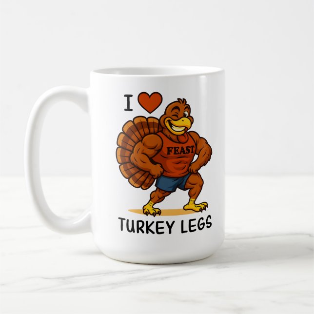 Caneca De Café I Love Turkey Legs – Funny Thanksgiving Fitness (Esquerda)