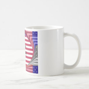 Caneca De Café I Love U.S.A Swirl: Patriotic Heart Art Impressão