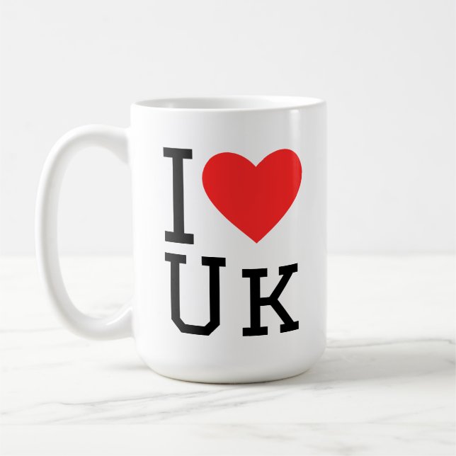 Caneca De Café I love uk square sticker (Esquerda)