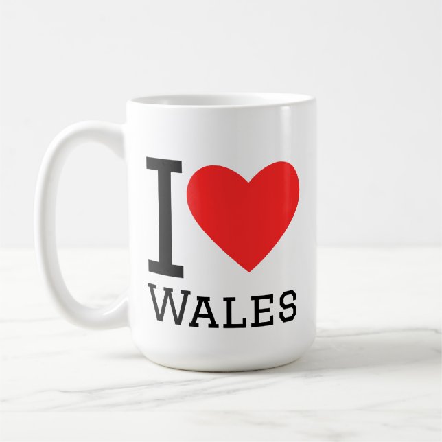 Caneca De Café I love wales square sticker (Esquerda)