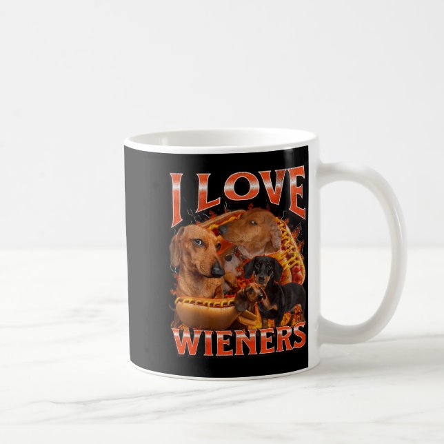 Caneca De Café I Love Wieners Funny Offensive Dachshund Bootleg G (Direita)