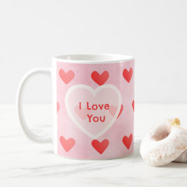 Caneca De Café I Love You Cute Watercolor Pink Heart Valentine