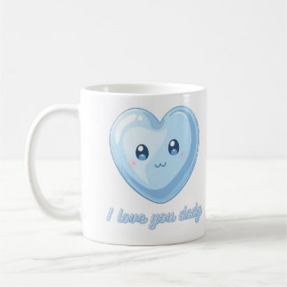 Caneca De Café I Love You Dady Mug - Cute Blue Kawaii Heart Coff