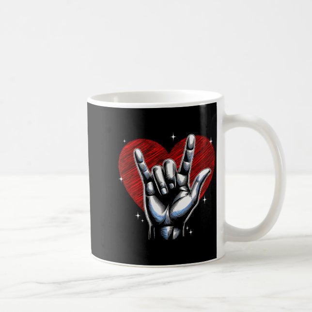 Caneca De Café I Love You Hand Sign Asl Heart Women Kids Men Vale (Direita)