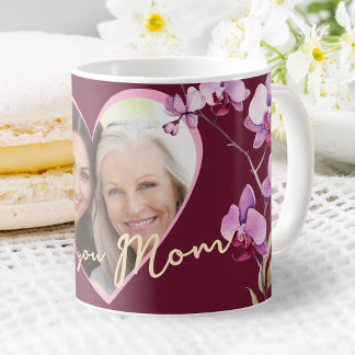 Caneca De Café I Love You Mom Burgundy Orchid Heart Photo