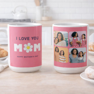 Caneca De Café I Love You, Mom Daisy Heart Mother’s Day Photo