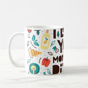 Caneca De Café I love you more than pizza. Italian food lettering