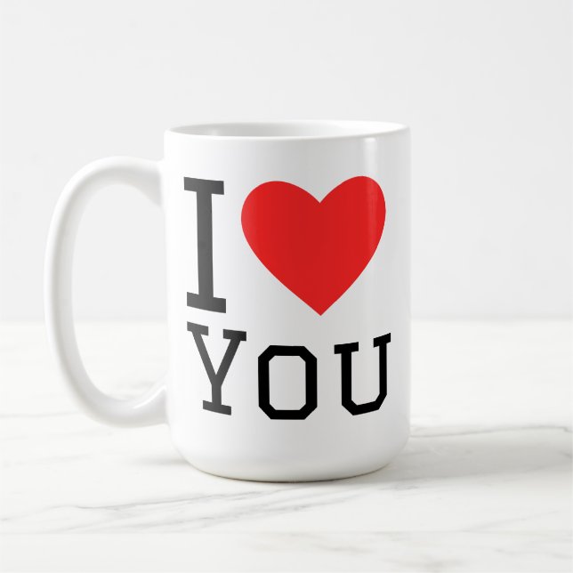 Caneca De Café I love you square sticker (Esquerda)