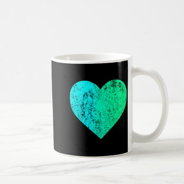 Caneca De Café I Love You Teal Heart Distressed Valentines Day  (Direita)