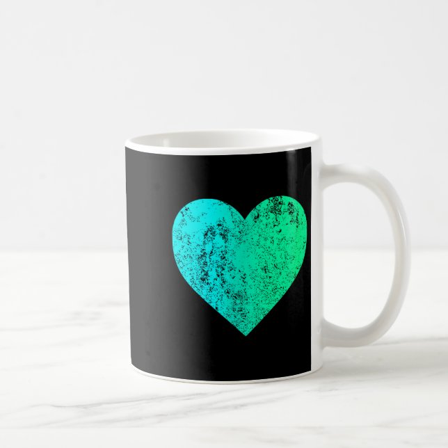 Caneca De Café I Love You Teal Heart Distressed Valentine's Day  (Direita)