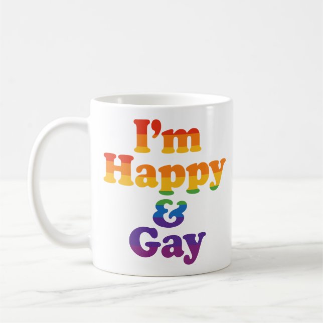 Caneca De Café “I’m Happy & Gay” Mug – Bold Pride Coffee Cup  (Esquerda)