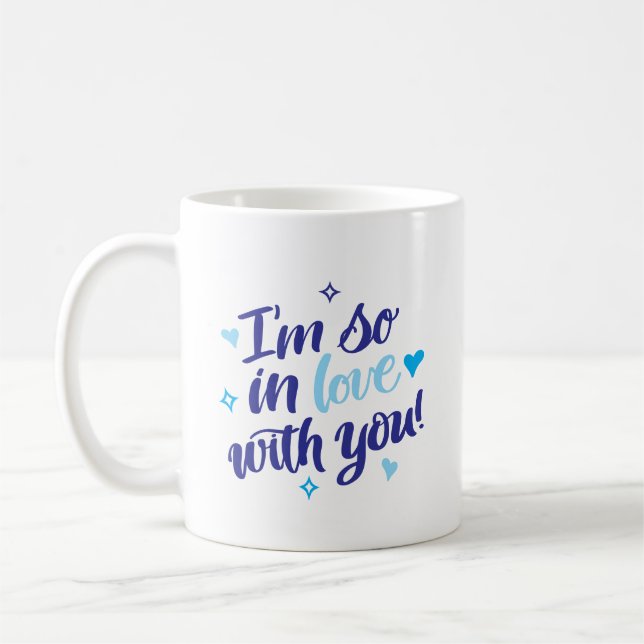 Caneca De Café I’m So In Love With You Navy & Aqua Mug (Esquerda)