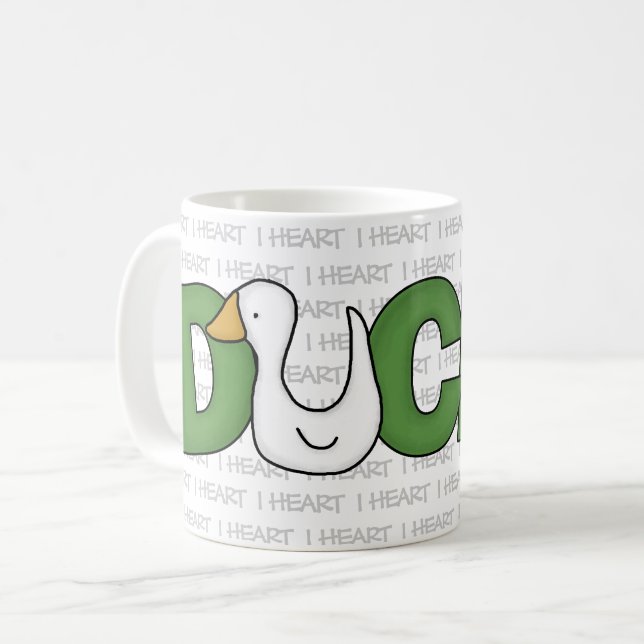Caneca De Café I Patos do Coração (Frente Esquerda)