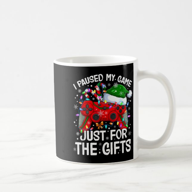 Caneca De Café I Paused My Game For Christmas Santa Gamer Xmas Vi (Direita)