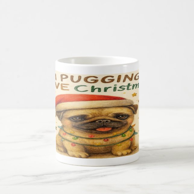 Caneca De Café “I Plugging Love Christmas” Cute Christmas Pug Mug (Centro)