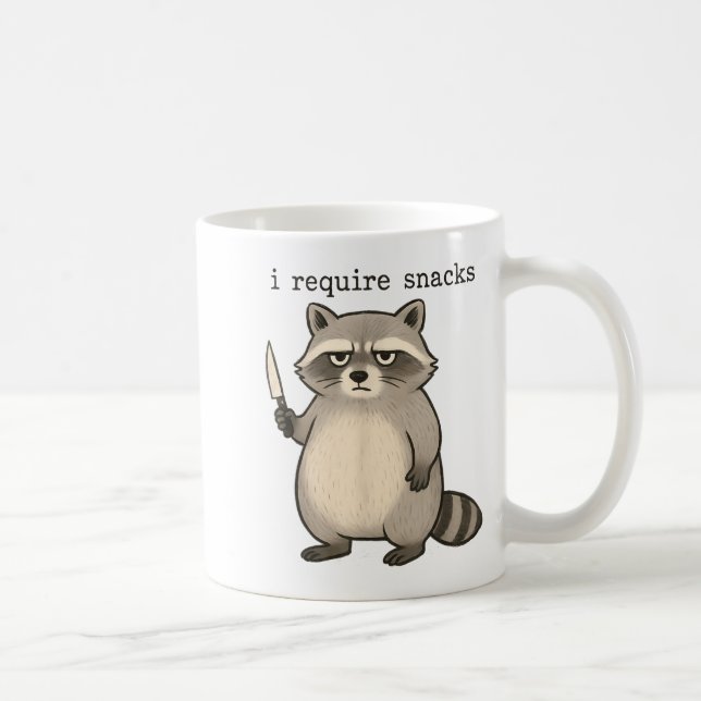 Caneca De Café I Require Snacks Funny Mpy Raccoon Trash Meme Snac (Direita)