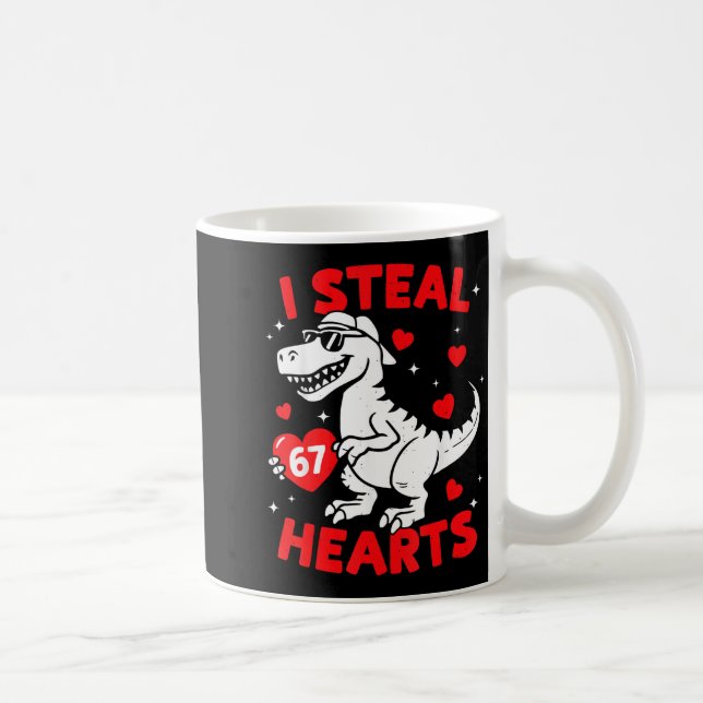 Caneca De Café I Steal 67 Heart Dinosaur For Boys Girls Kids Vale (Direita)
