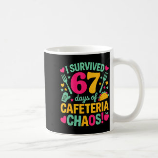 Caneca De Café I Survived 67 Days Of Cafeteria Chaos Cute Food Lu