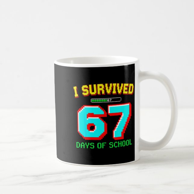 Caneca De Café I Survived 67 Days Of School Boys Six Seven Meme G (Direita)