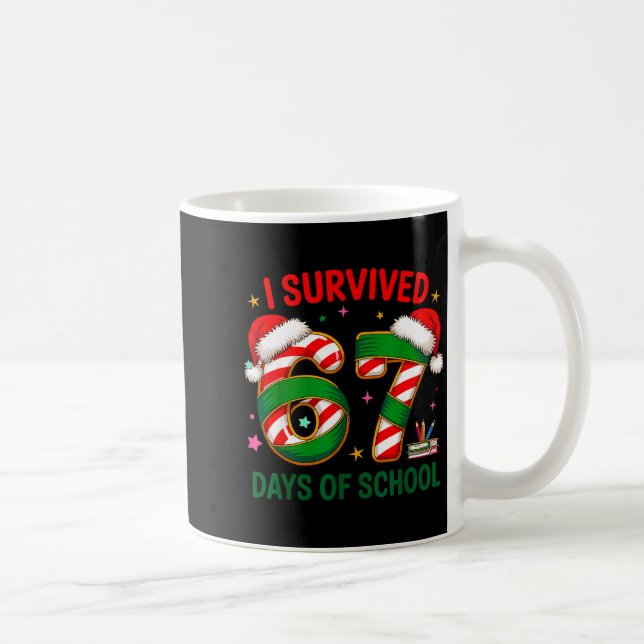 Caneca De Café I Survived 67 Days Of School Christmas Candy Cane  (Direita)