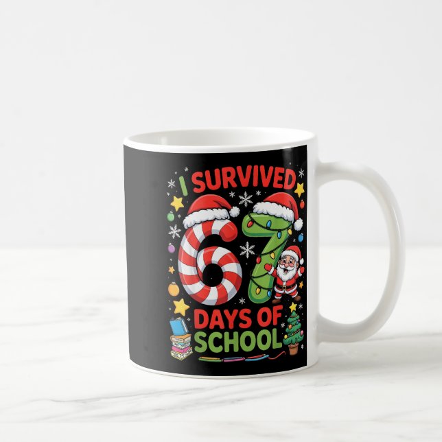 Caneca De Café I Survived 67 Days Of School Christmas Candy Cane  (Direita)