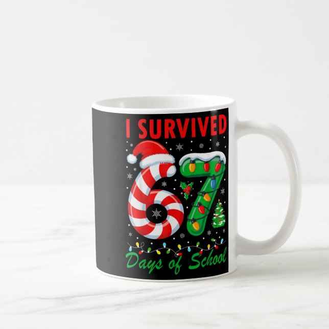 Caneca De Café I Survived 67 Days Of School Christmas Candy Cane  (Direita)