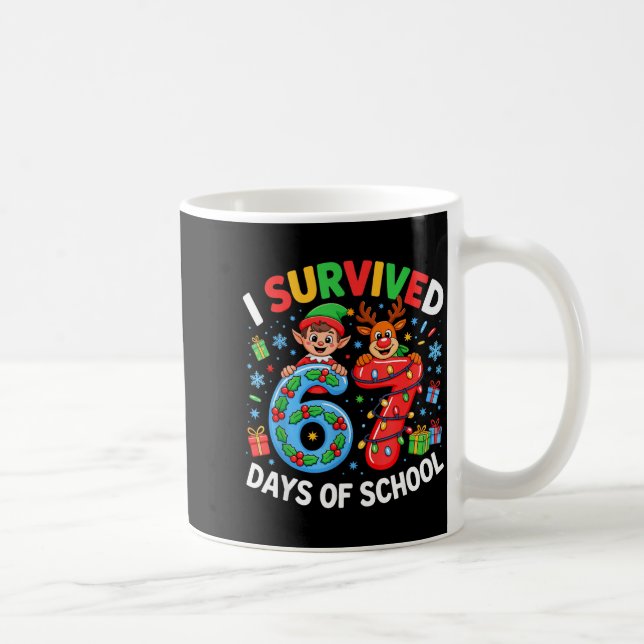 Caneca De Café I Survived 67 Days Of School Christmas Candy Cane  (Direita)