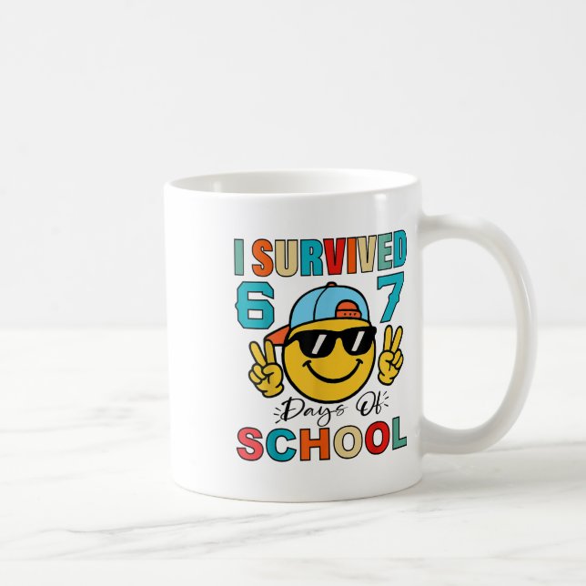 Caneca De Café I Survived 67 Days Of School Funny 67 Meme Student (Direita)